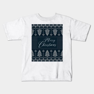 Black and White Ugly sweater Pattern Merry Christmas Kids T-Shirt
